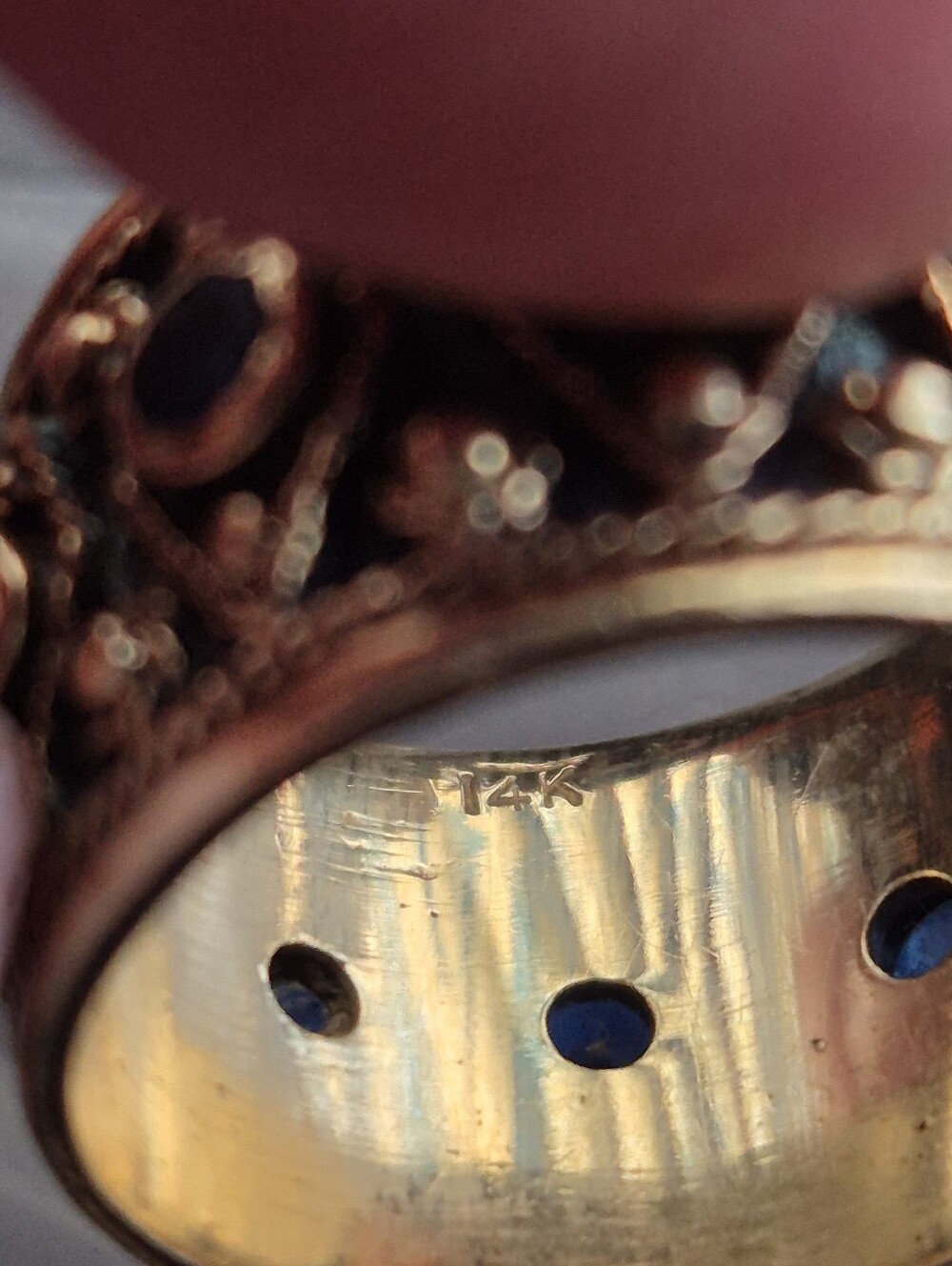 🌙Vintage 14k Yellow Gold Etruscan Revival Granulation Cigar Band Ring 11g Sz 7 - Picture 3 of 7